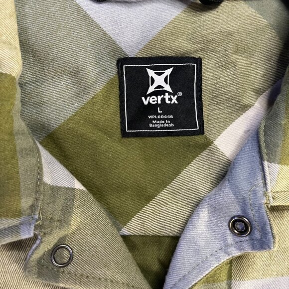 Vertx Flannel Plaid Shirt Long Sleeve Green/Blue  - Size Large - Tactical Style - Picture 5 of 9